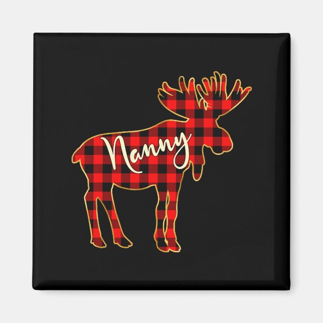 Imã Nanny Moose _ Buffalo Red Plaid Family Christmas  (Frente)