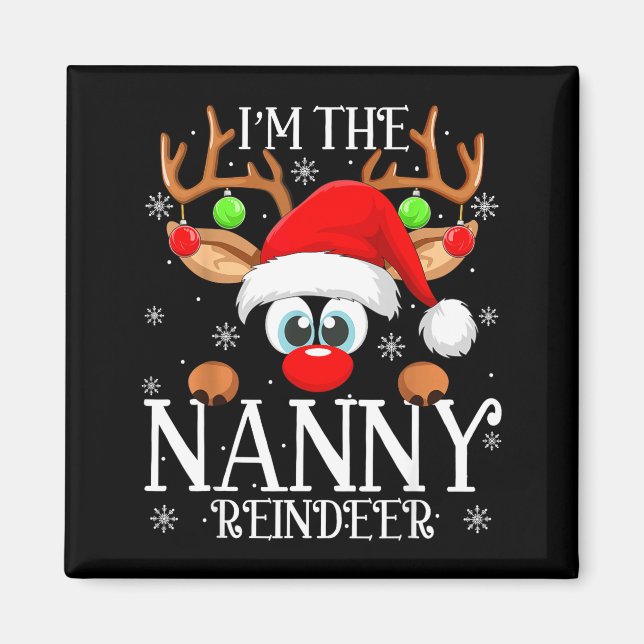 Imã Nanny Reindeer Christmas Family Matching Group Fun (Frente)