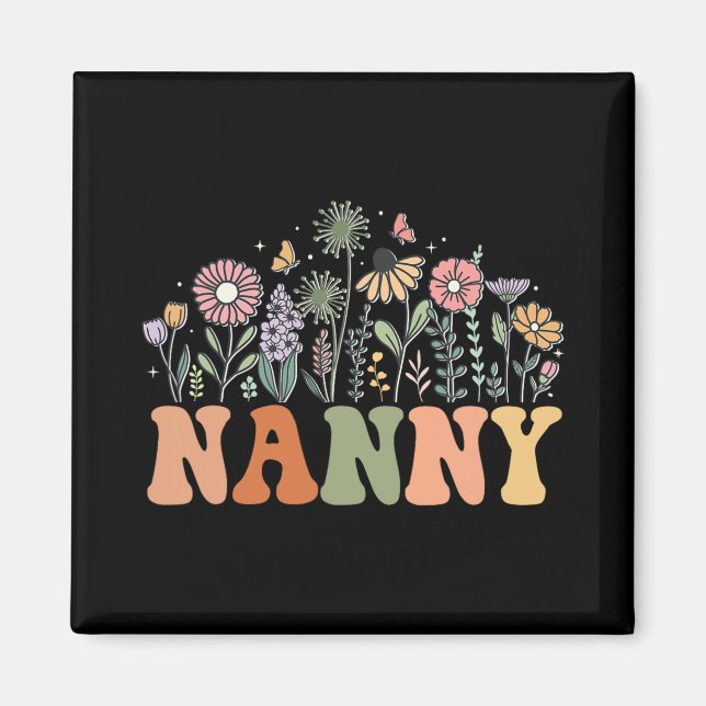 Imã Nanny Wildflower Floral Birthday Baby Shower New N (Frente)