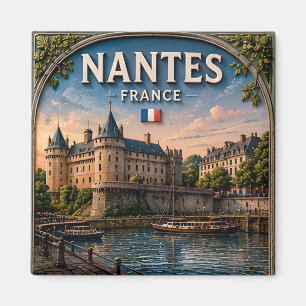 Imã 🌙 Nantes França Castelo e Rio sob Luz do Luar