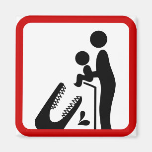 Imã Não alimente o bebê ao sinal de zoológico de croco