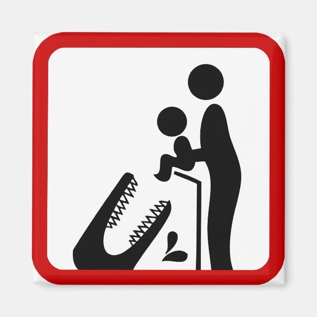 Imã Não alimente o bebê ao sinal de zoológico de croco (Frente)