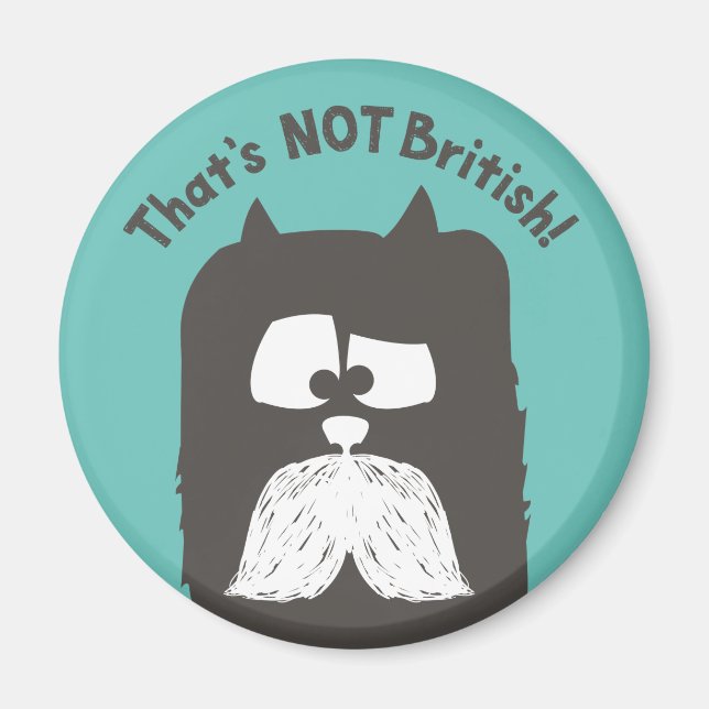 Imã "Não é britânico", gato-tom com bigode (Frente)