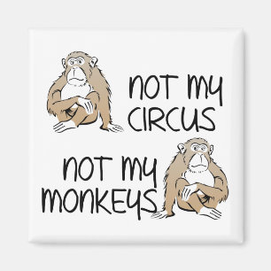 Imã Não É Meu Circo Ou Macacos Ímã de Geladeira Engraç