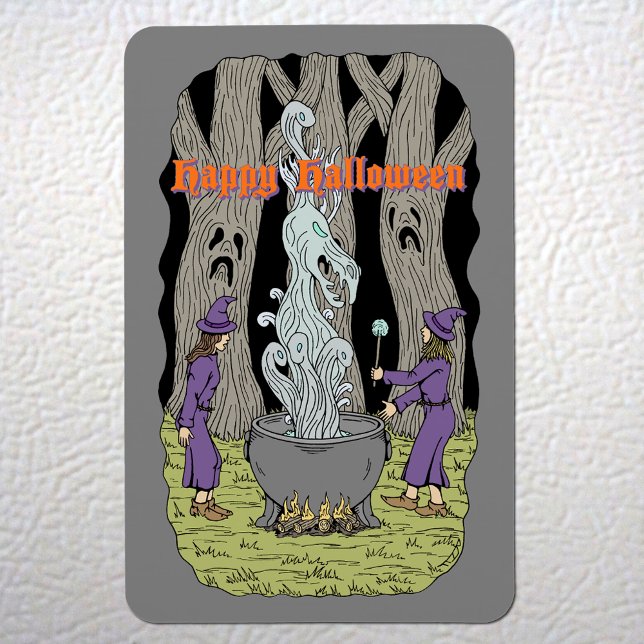 Ímã Não Era O Que Esperavam. (Not What They Expected Happy Halloween Magnet on White Fridge)