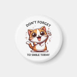 Imã Não se esqueça de sorrir hoje gato feliz engraçado