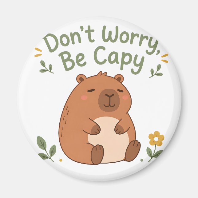 Imã Não se Preocupe Seja Capivara Ímã de Capivara Fofa (Frente)