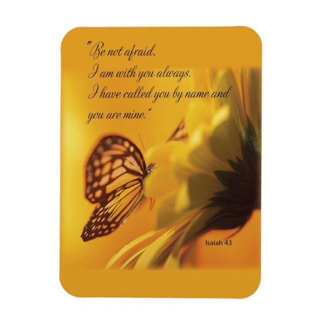 Ímã Não tenha medo de borboleta religiosa na margarida (Vertical)