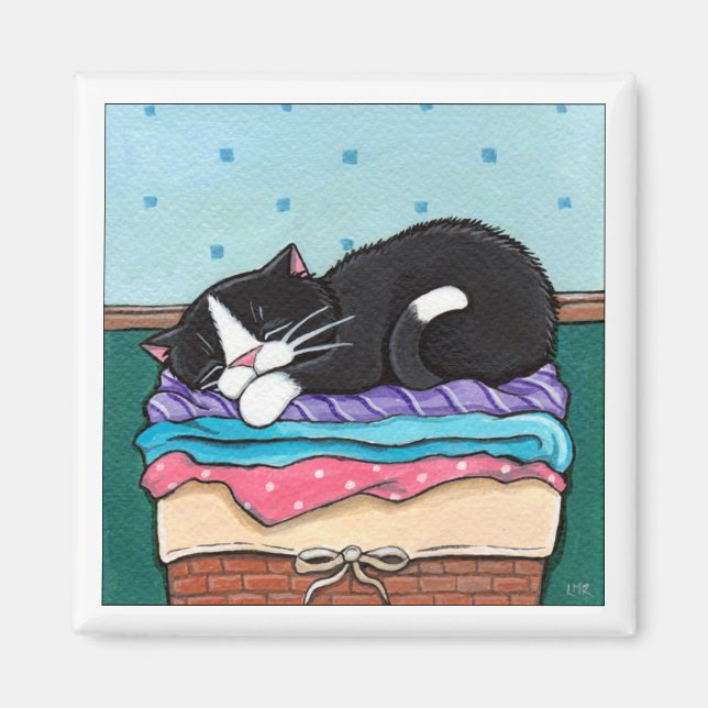 Imã Nap do dia da lavanderia - Magneta do gato (Frente)