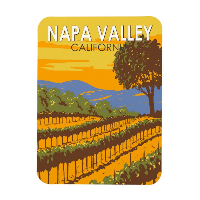 Ímã Napa Valley California Viagem Art Vintage (Vertical)