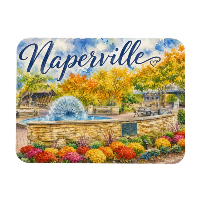 Ímã Naperville Illinois Fonte de Dente-de-Leão Riverwa (Horizontal)