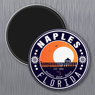 Imã Naples Florida Beach Retro Sunset Pier 80s