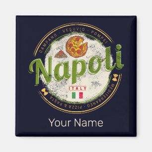 Imã Nápoles Itália Retro Vesúvio E Pizza Vintage