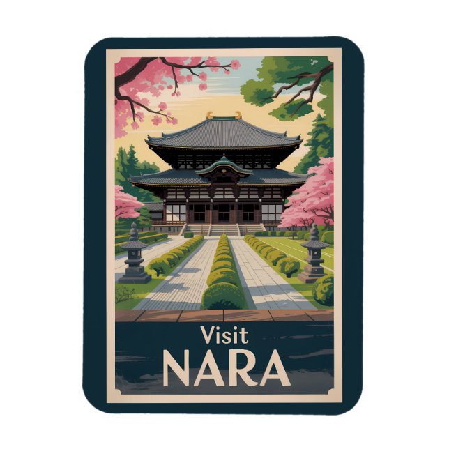 Ímã Nara Japan Illustration Travel Art Vintage (Vertical)