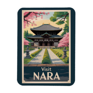 Ímã Nara Japão Ilustração Viagem Arte Vintage