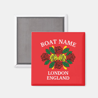Imã Narrowboat Rosas Vermelhas Nome do Barco Arte Folc