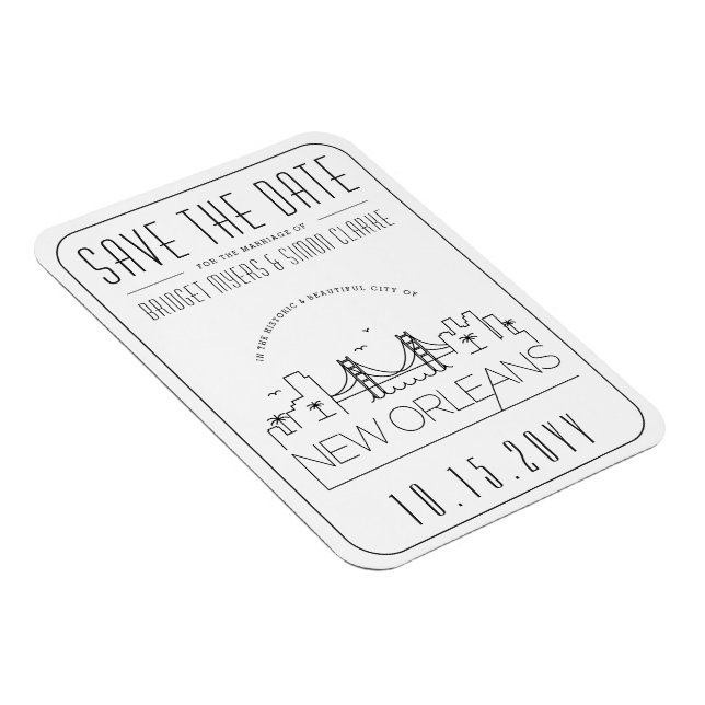 Ímã Nascença de Nova Orleans Estilizada Skyline Salvar (Lado Direito)