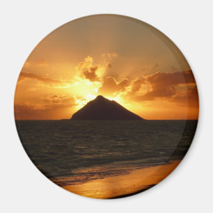 Imã Nascer do sol de Havaí no ímã redondo da praia