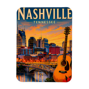 Ímã 🎸 Nashville Tennessee Skyline e Music Row