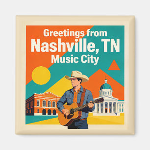 Imã Nashville TN Music City Arte Retrô