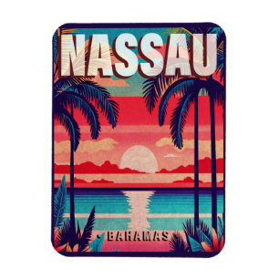 Ímã Nassau Bahamas Retro Sunset Souvenir 1950