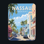 Ímã Nassau Bahamas Viagem Art Vintage<br><div class="desc">Nassau retro vetor viagem design. Está na ilha de Nova Providência,  com a vizinha Ilha do Paraíso acessível através das pontes de Nassau Harbour.</div>