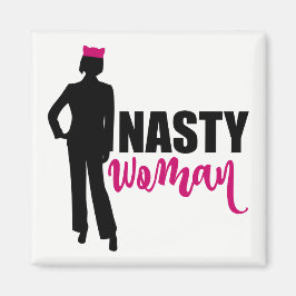 Imã Nasty Woman Silhouette and Pink Pussy Cat Hat