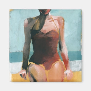 Imã Natação Vintage - maiô vermelho