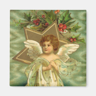 Imã Natais vintages, Anjo Vitoriano com Estrelas Doura