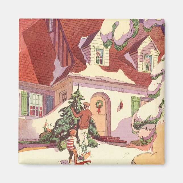 Imã Natais vintages, Casa da Família na Neve (Frente)