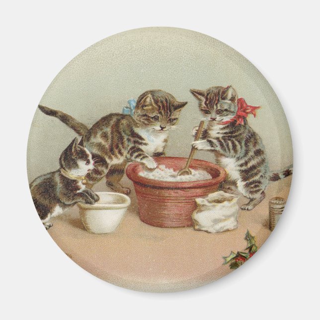 Imã Natais vintages Gatinhos Pudim Fazer (Frente)