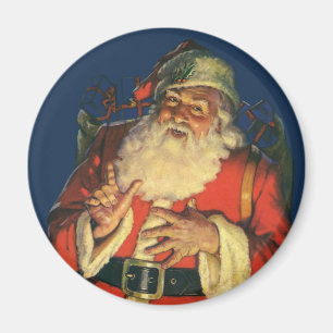 Imã Natais vintages, Jolly Papai Noel com Brinquedos