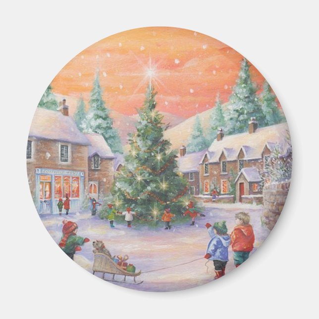 Imã Natais vintages Na Neve (Frente)