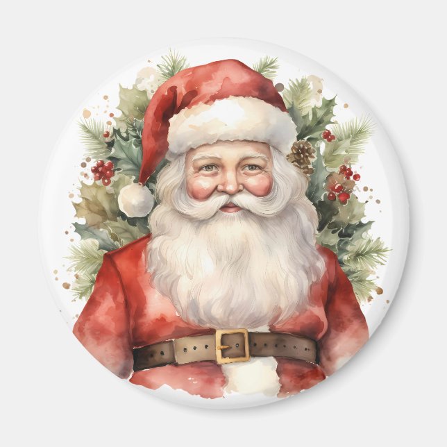 Imã Natais vintages que Santa Claus sorri (Frente)