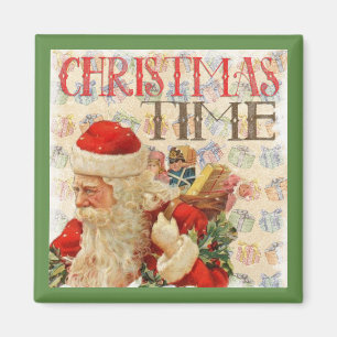 Imã Natais vintages Time Santa Claus