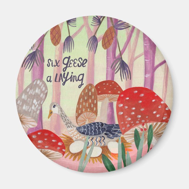 Imã Natal 12 dias de Natal Seis Gansos a Lay (Frente)