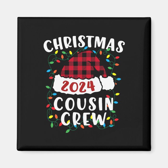 Imã Natal 2024 Cousin Crew Xmas Lights Santa Hat P (Frente)