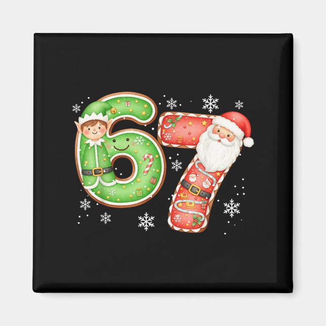 Imã Natal 6 7 Seis Sete Divertido 67 Meme Papai Noel  (Frente)