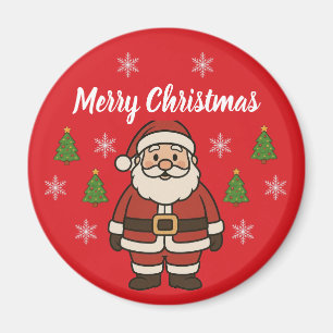 Imã Natal Alegre Desenho Papai Noel Diversão Vermelho