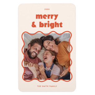 Ímã Natal Alegre e Brilhante Quadro Ondulado