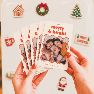 Ímã Natal Alegre e Brilhante Quadro Ondulado