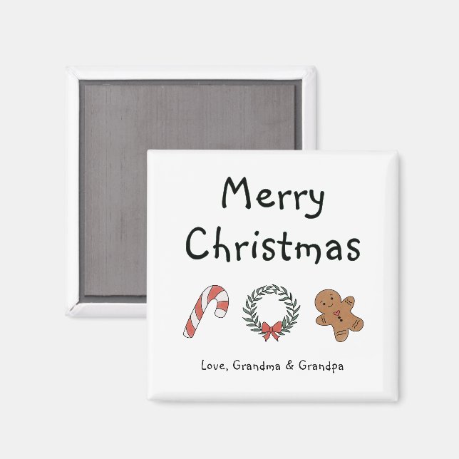 Imã Natal Alegre Simples Caprichoso Personalizado Fofo (Front/Back)