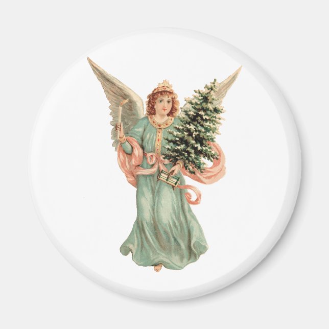 Imã Natal Antigo, Anjo Vitoriano com Árvore (Frente)
