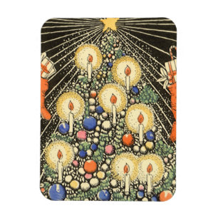 Ímã Natal Antigo, Árvore com Velas e uma Estrela