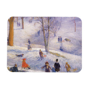 Ímã Natal Antigo, Esquiando, Glackens Central Park
