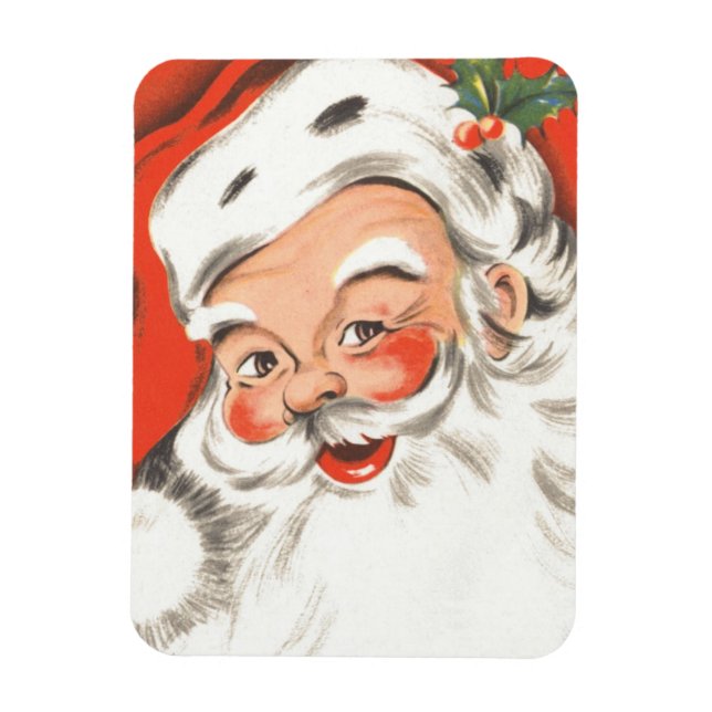 Ímã Natal Antigo, Papai Noel Alegre com Sorriso (Vertical)