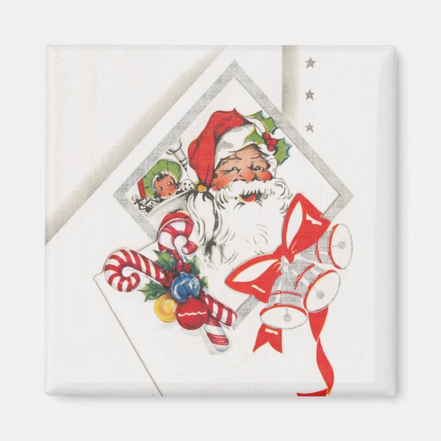Imã Natal Antigo, Papai Noel com Bengalas de Natal (Frente)