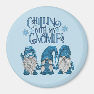 Imã Natal Azul Trio de inverno Chillin Com Meus Fantas