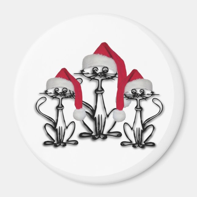 Imã Natal Caroling Cats Joyous Divertido (Frente)