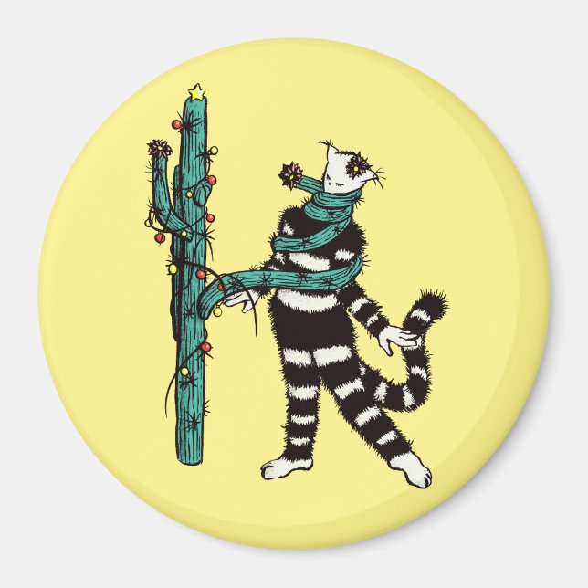 Imã Natal Cat E Cactus Weird Xmas (Frente)